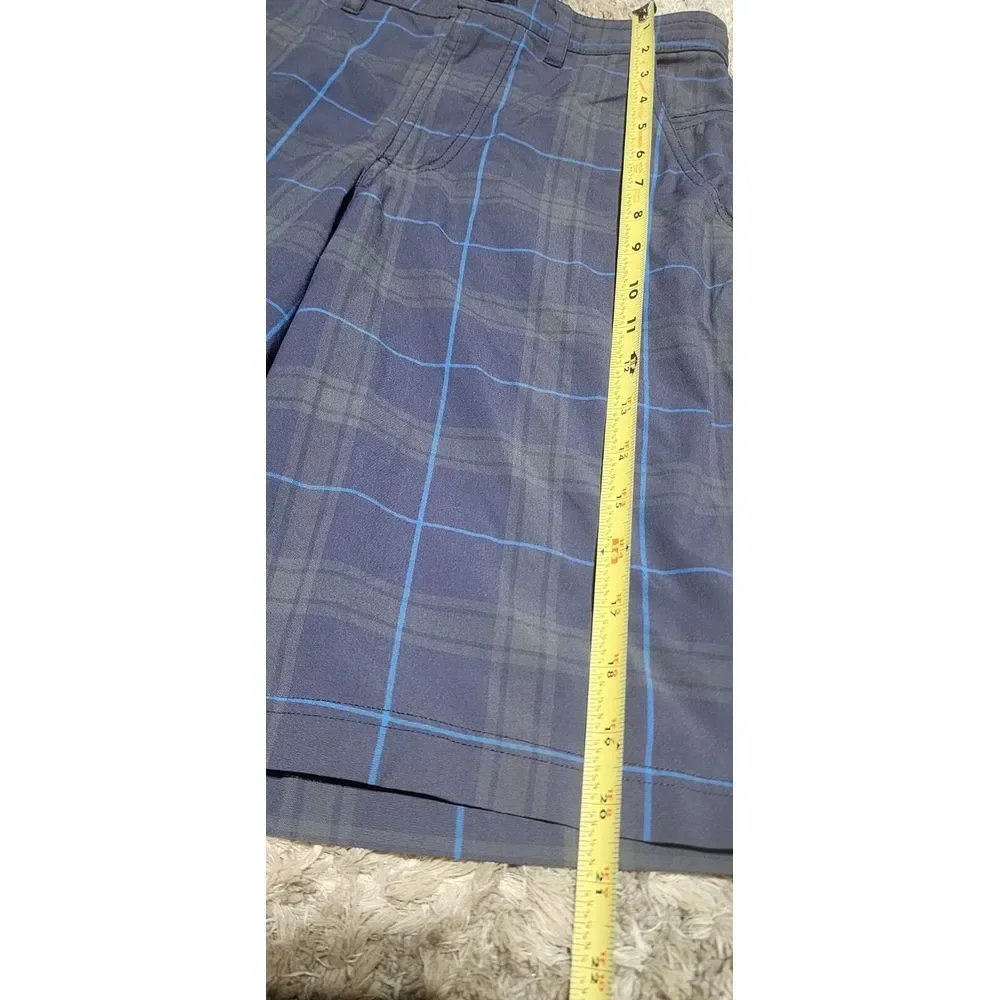 Lululemon Kahuna Shorts Mens 30 Check Plaid Flat Front Golf Bermuda Chino‎ Blue